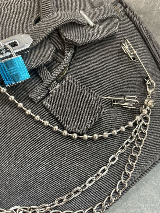 Джинсова сумка з ципами замочками