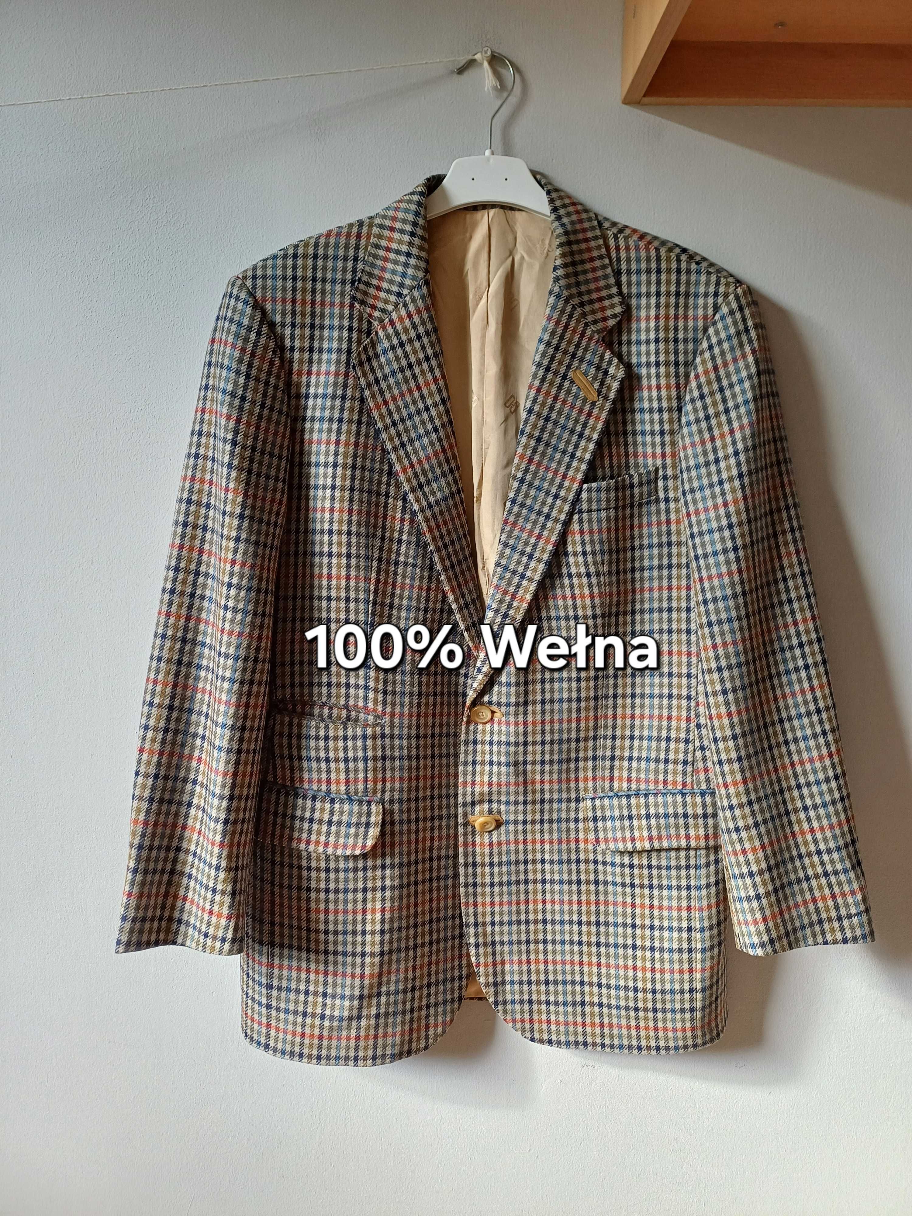 Daks vintage wełniana marynarka w pepitkę rozmiar 46 M