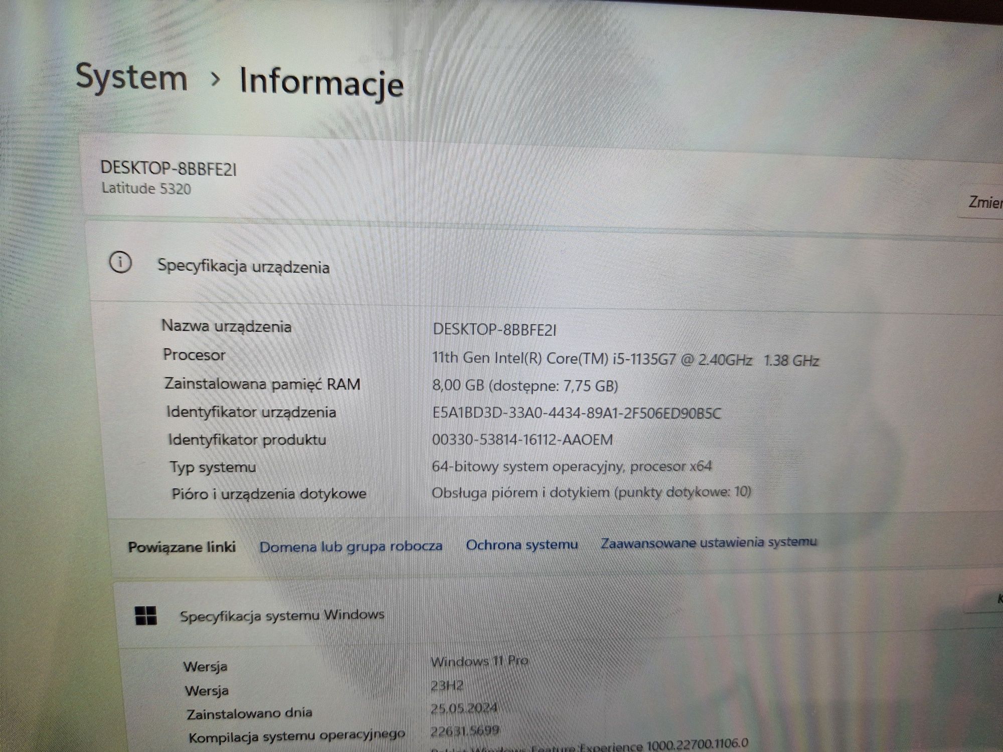 Dell latitude 5320 i5 11gen 8GB ram 256GB nvme dotyk laptop lenovo hp