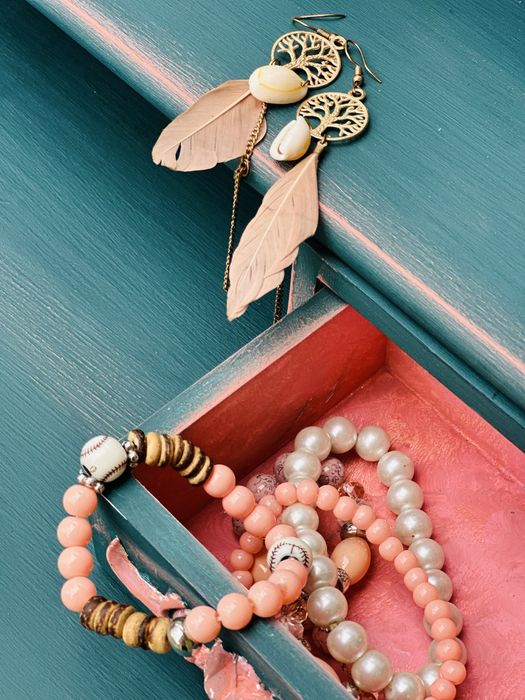 Toaletka z lusterkiem, zielona, GRATIS stołek