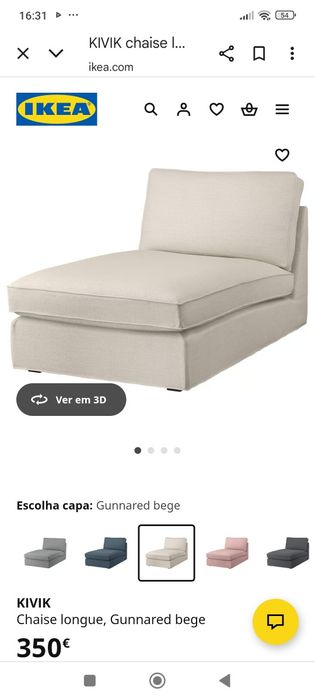 Chaise longue kivik, cor bege