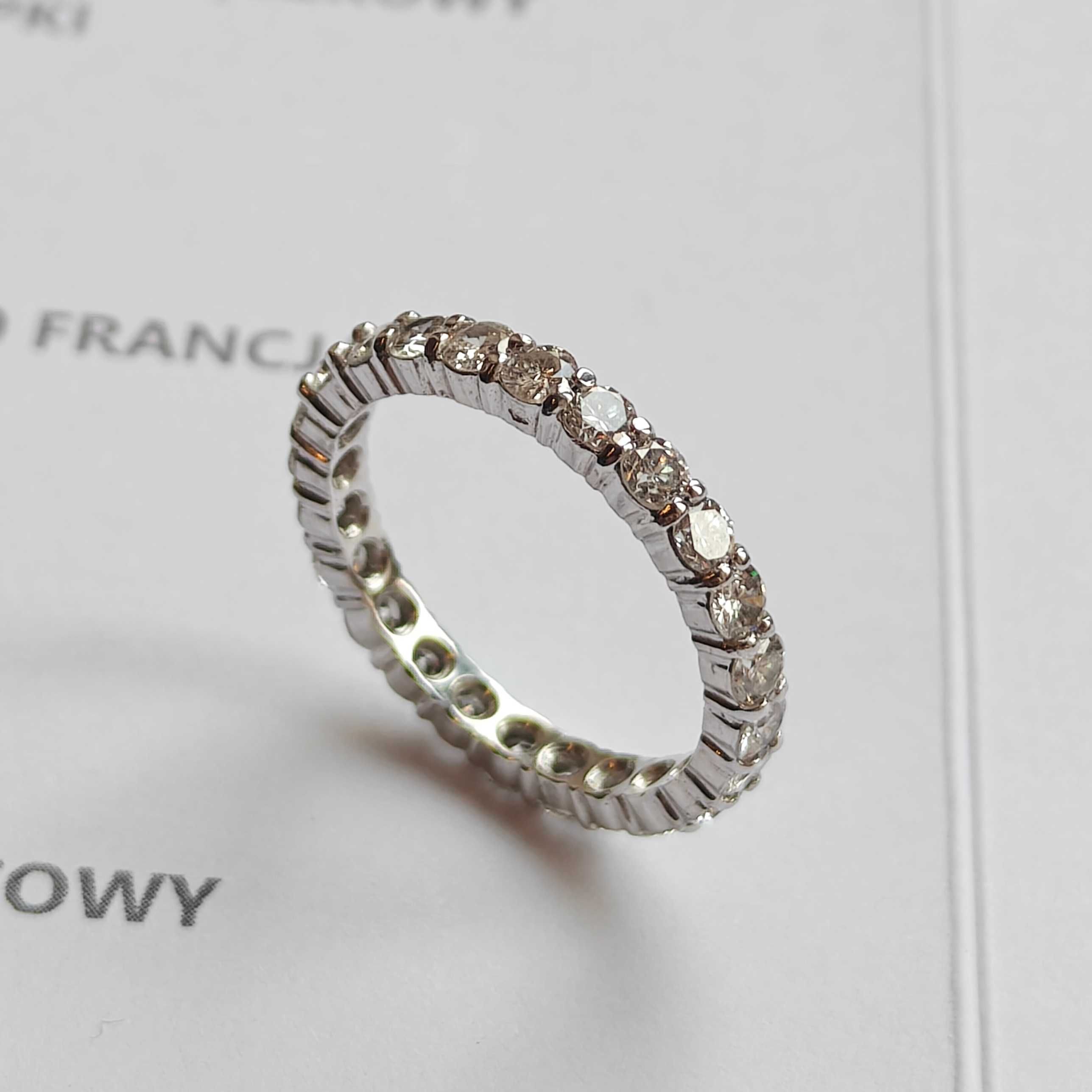 Obrączka 1,75ct z naturalnymi brylantami diamentami p.750 / certyfikat