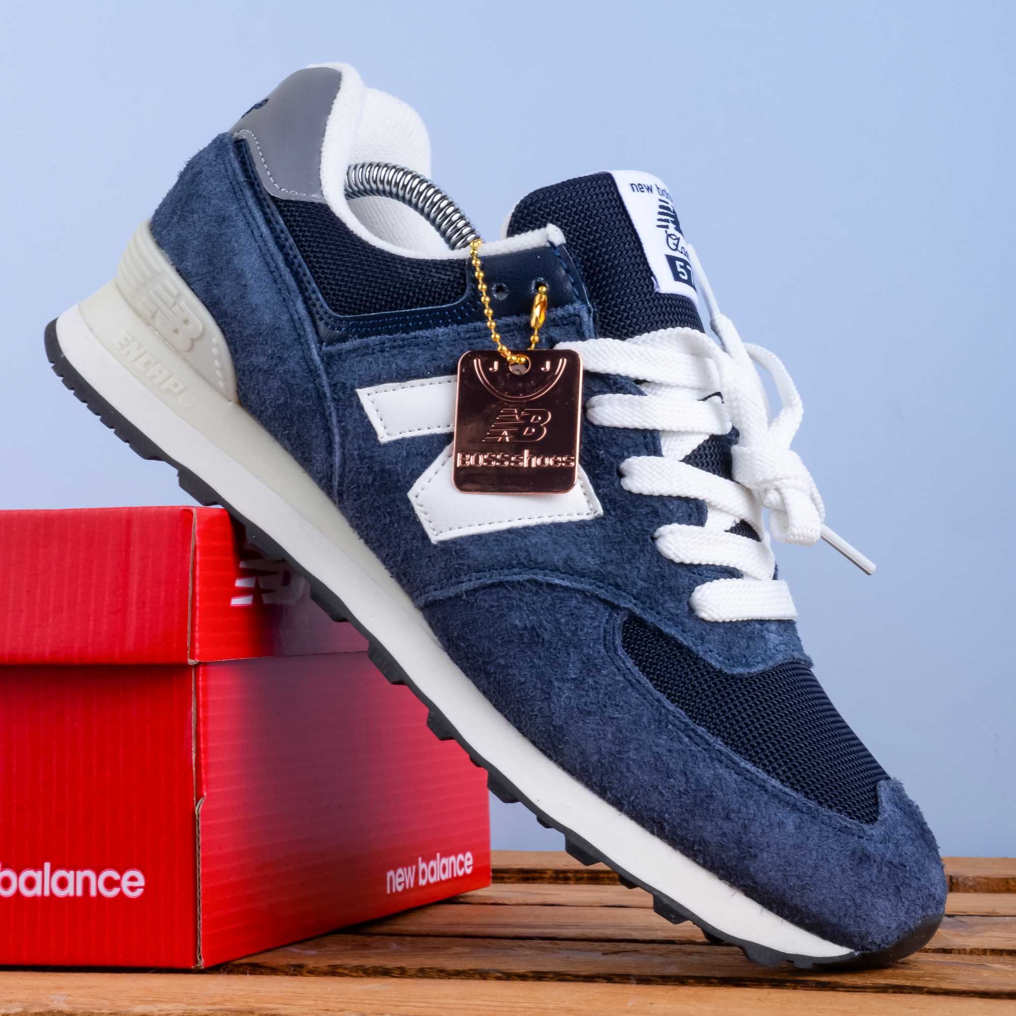 (1745) Кросівки New Balance 574 сині з білим лого (41-46) нб