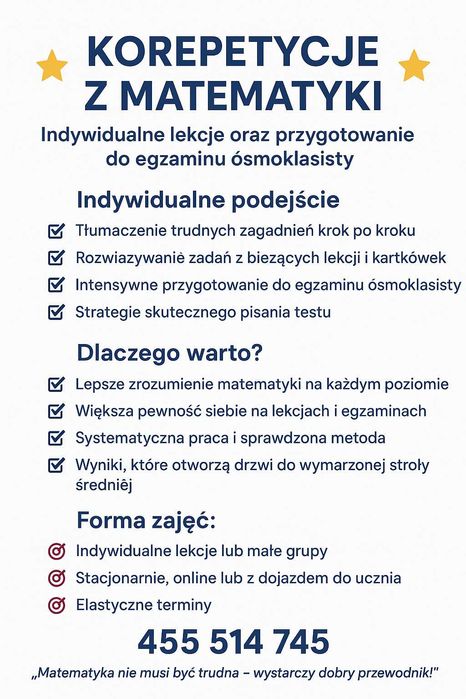 Korepetycje z matematyki lekcje i przygotowanie do egzaminu