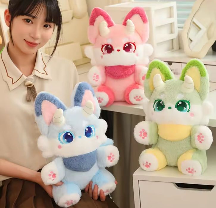 Плюшевая игрушка лиса-динозавр Molutian - 35 см