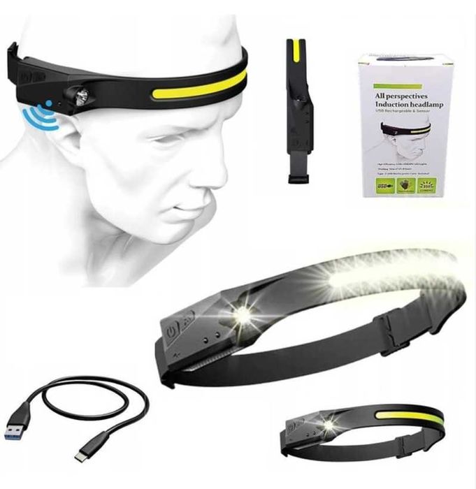 Налобний ліхтар з датчиком руху 6 режимів світіння