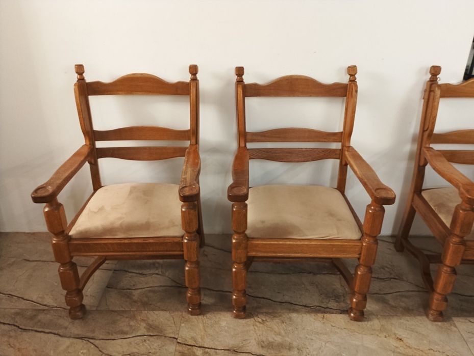 Stół i krzesła do jadalni dębowe styl vintage