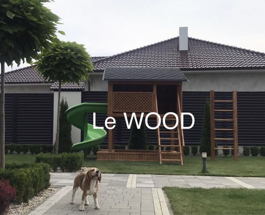 Майданчик дитячий. Комплекс. Будинок. Бесідка. Гірка. Гойдалка. Стіл.