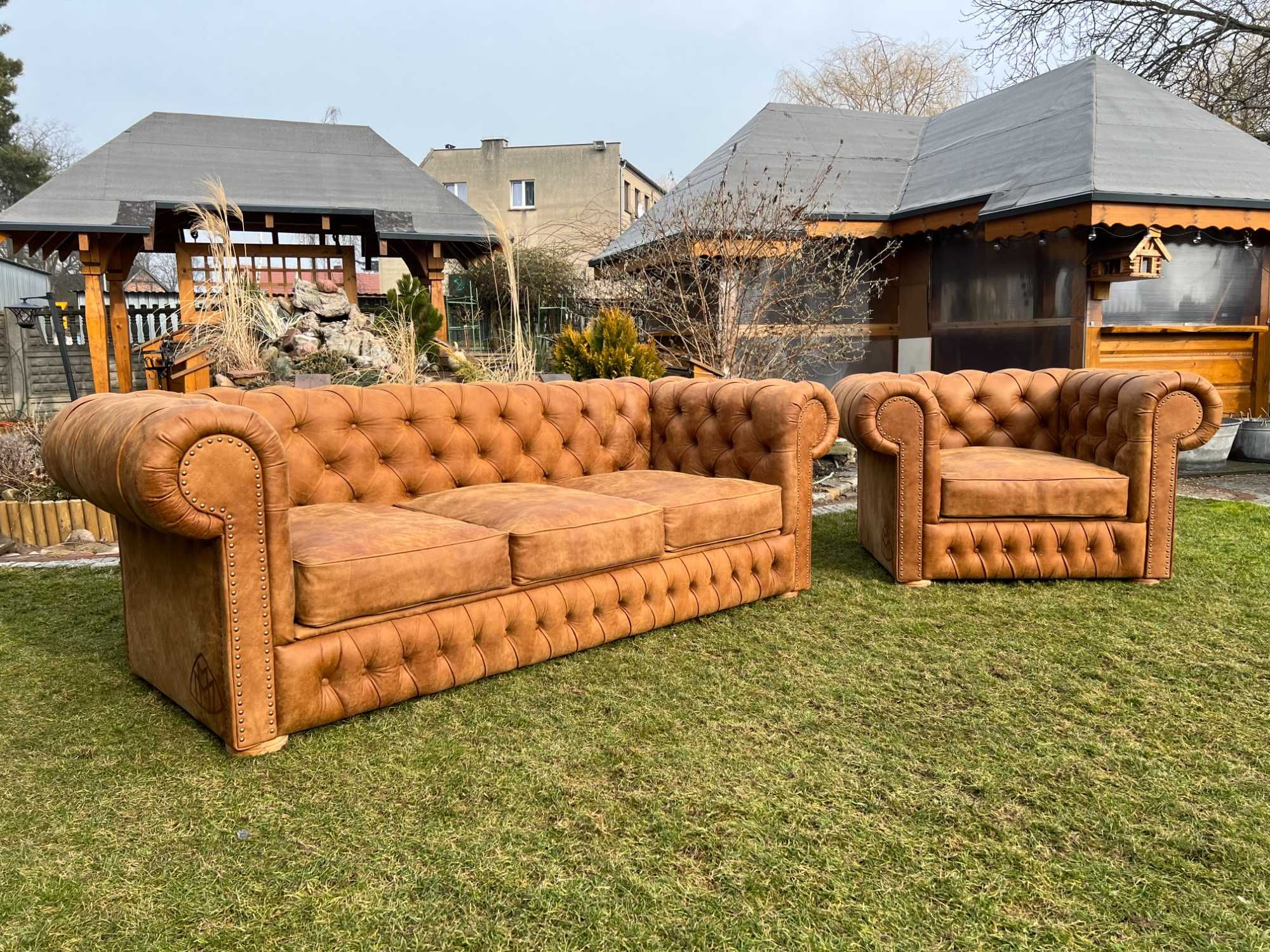Sofa Chesterfield SKÓRA NATURALNA