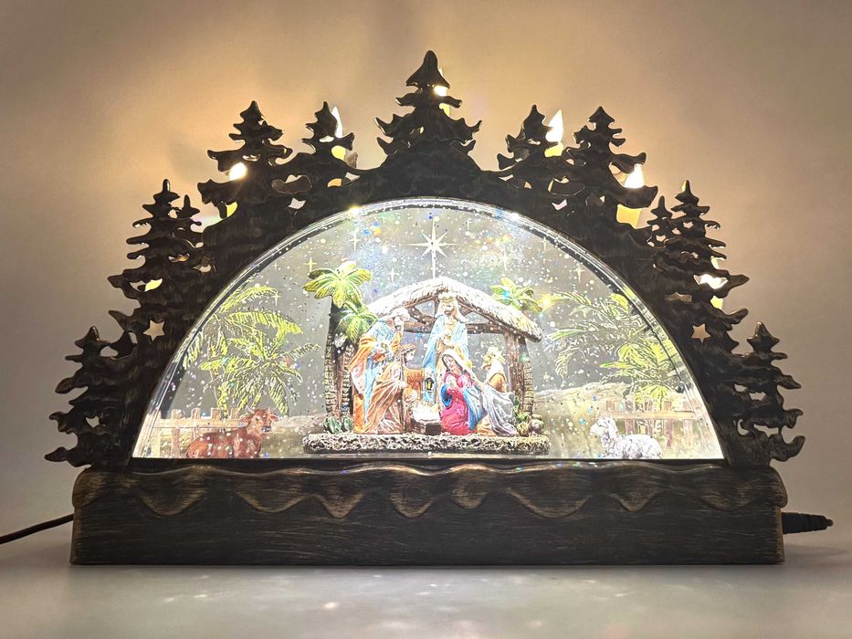 Podświetlana Szopka Bożonarodzeniowa, gra kolęda, świecąca szopka