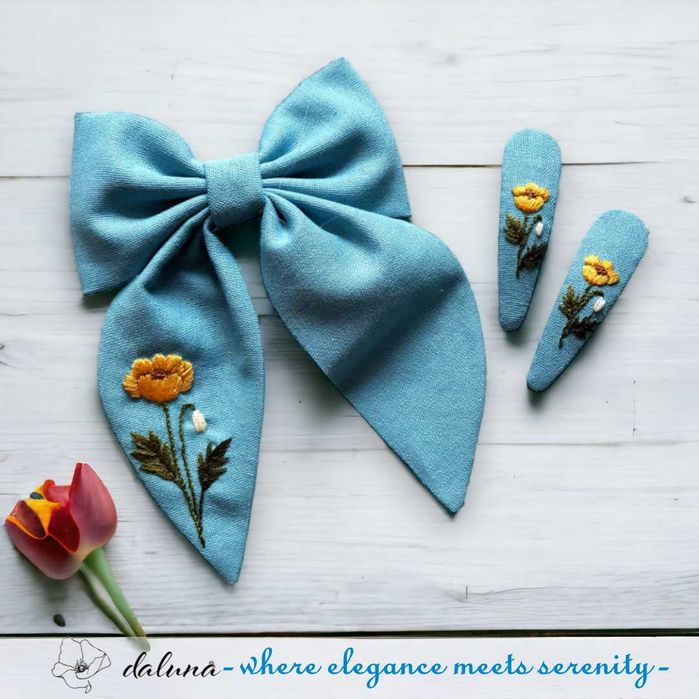 Laço e Ganchos Artesanais Bordados daluna