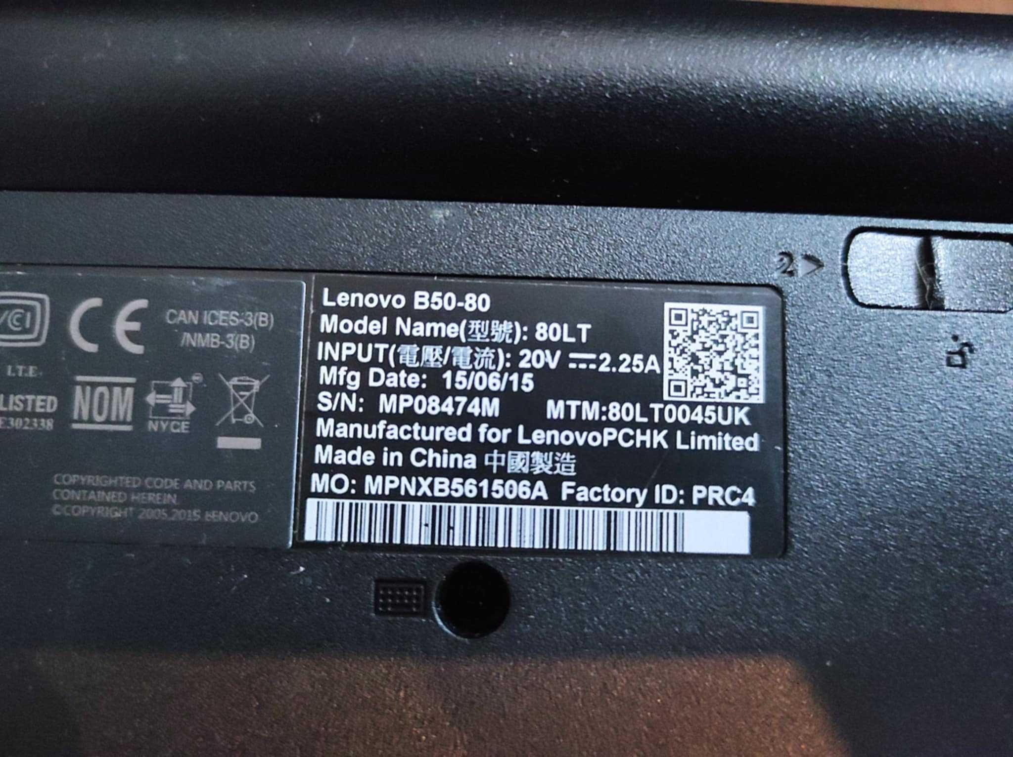 Laptop Lenovo B50-80 Intel Core i3 4005U + Windows 10 PRO