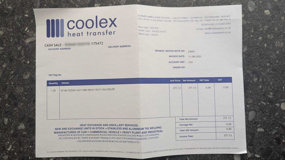 Масляний радіатор Suzuki GSX 1400