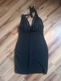 Czarna sukienka rozmiar XL wiązana u szyi dopasowana