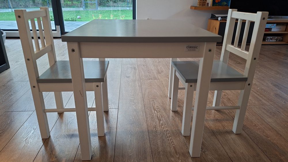 Stolik+2 krzesła szare PlusBaby CLASSIC