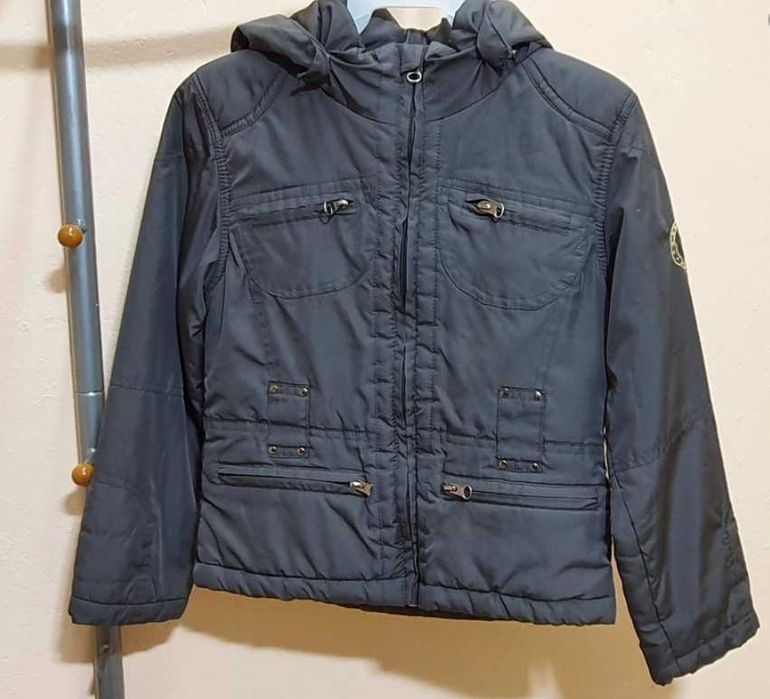 Kurtka z polarem lekka 128cm kaptur odpinany