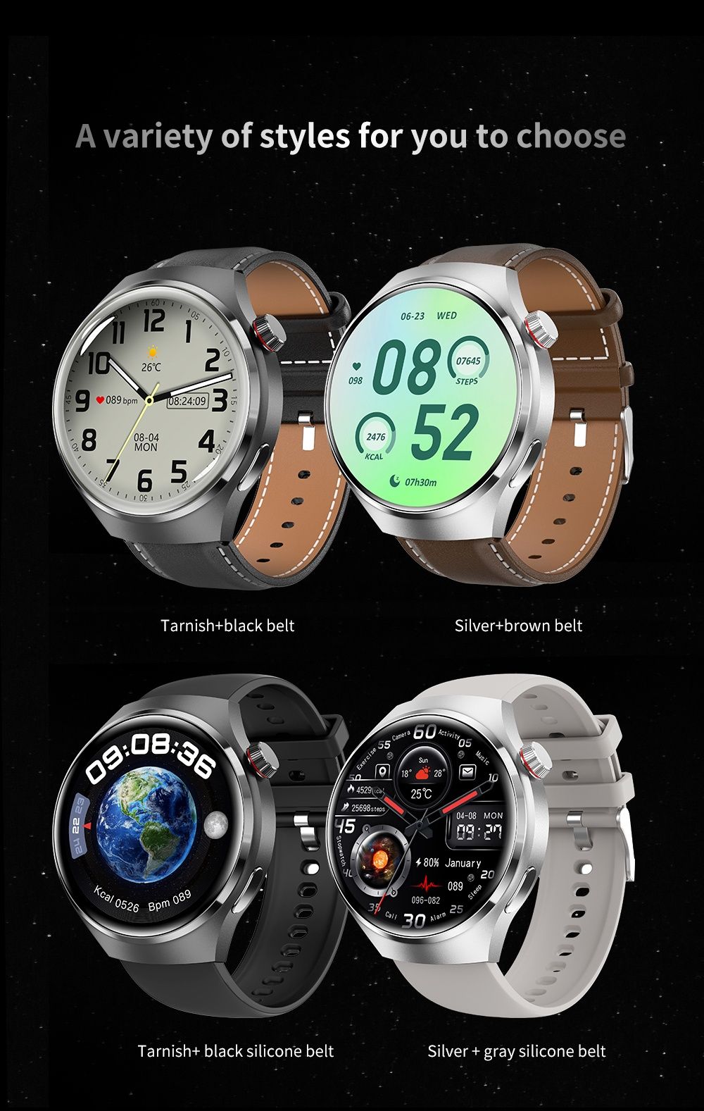 Smartwatch Watch 4 Pro Rozmowy, EKG,Puls,Glikemia