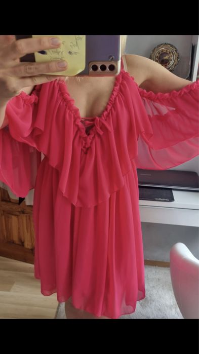 Sukienka różowa  oversize Asprin Fashion r. M w stylu Boho..