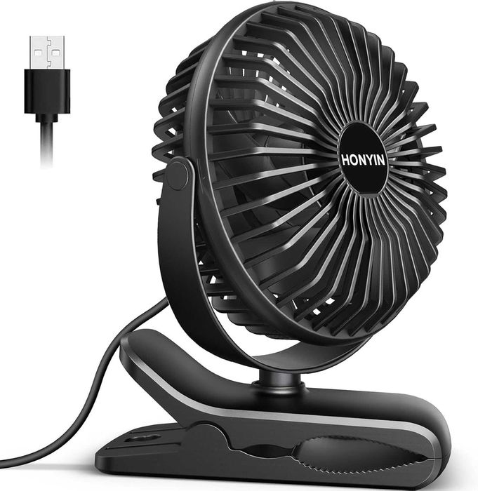 Mini wentylator USB z klipsem 3 prędkości obrót 720° do biurka