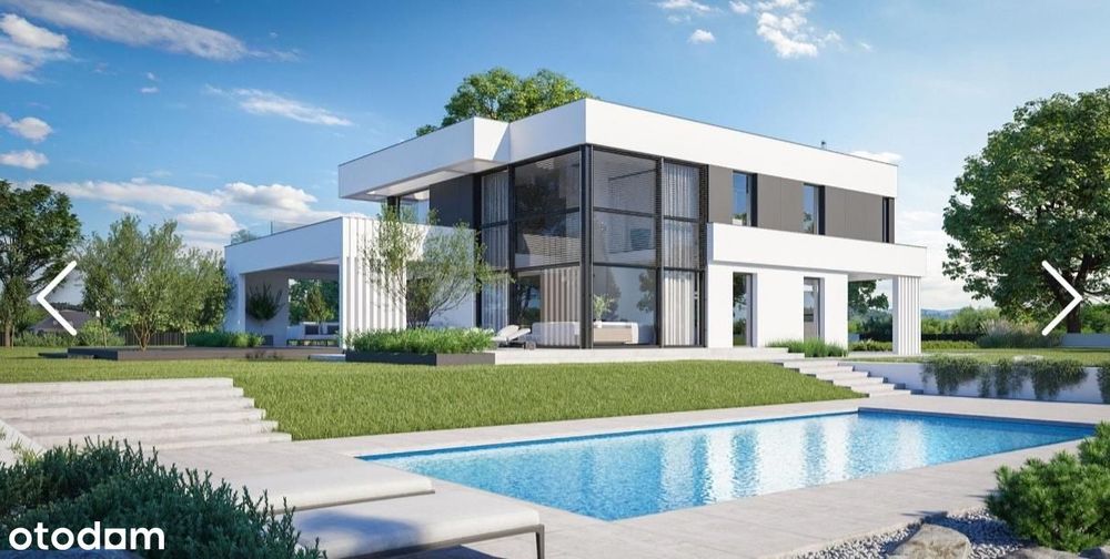 Nowoczesny dom ze szklanymi fasadami * duża działk