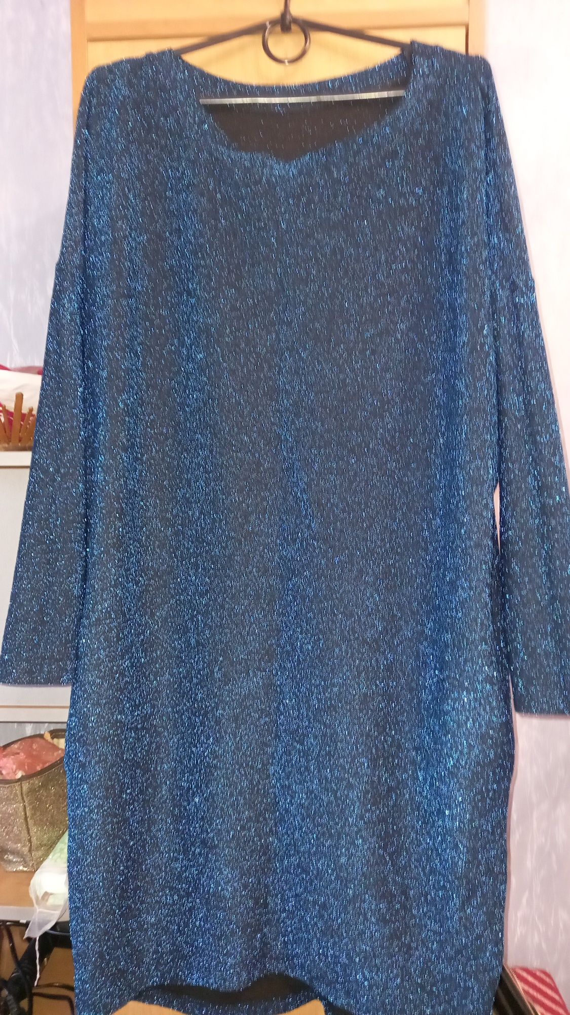 Платье с люрексом(голубо-синее)48-50
