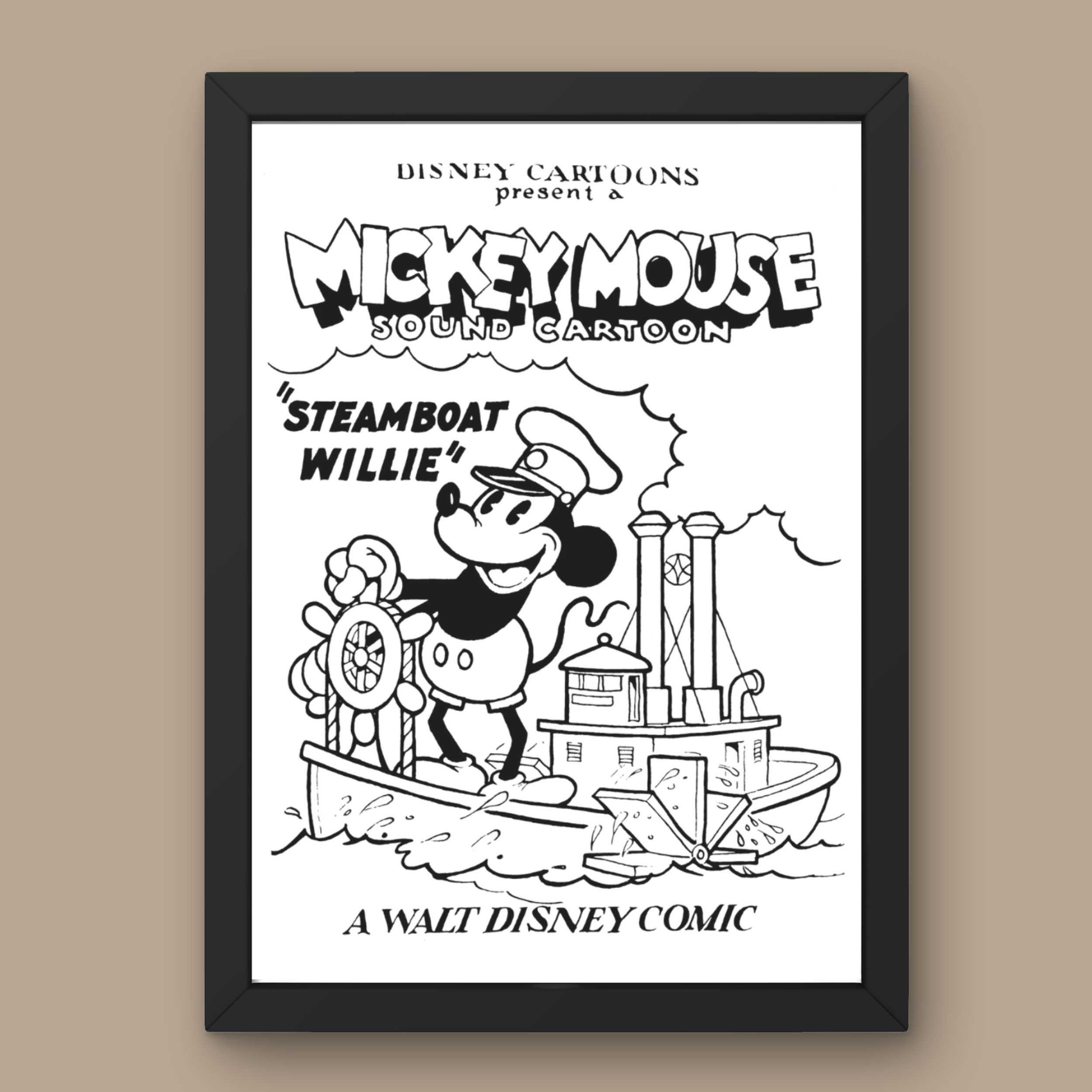 Plakat A3 - Mickey Mouse Steamboat Willie #1