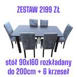 Stół 90x160/200 + 6 krzeseł, NOWE, Kolor do wyboru, dostawa cała PL