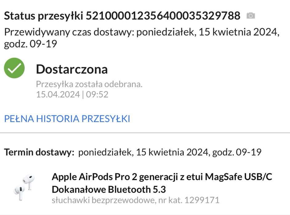 Słuchawki Apple AirPods Pro 2 (prawa słuchawka + etui MagSafe USB-C)