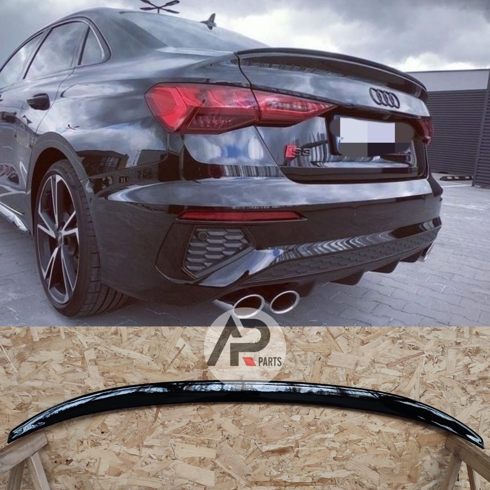 Audi A3 8Y Sedan Aileron Spoiler Mala RS Preto brilhante