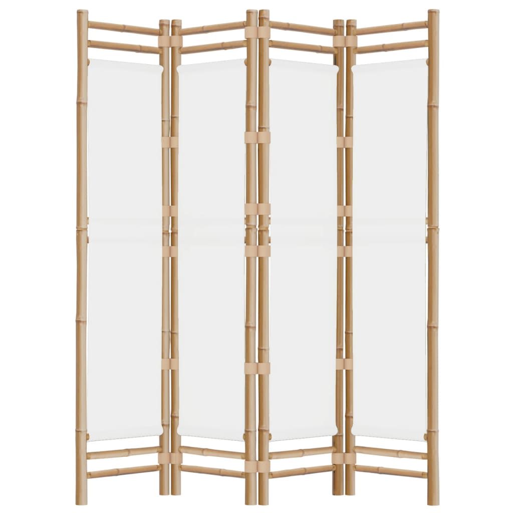 vidaXL Składany parawan 4-panelowy, 160 cm, bambus i płótno