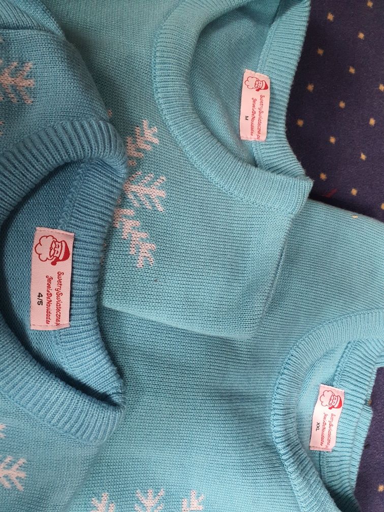 Sweter świąteczny, swetry dla rodziny, komplet wigiilia 4/5 M i XXL