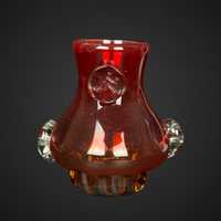 Szklany czerwony rubinowy wazon design PRL B41/4125