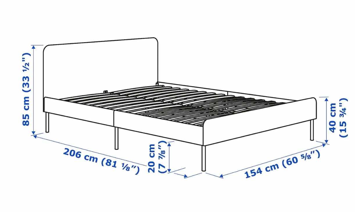 Cama  de casal 160cm Ikea Slattum cinza €130 Nova!