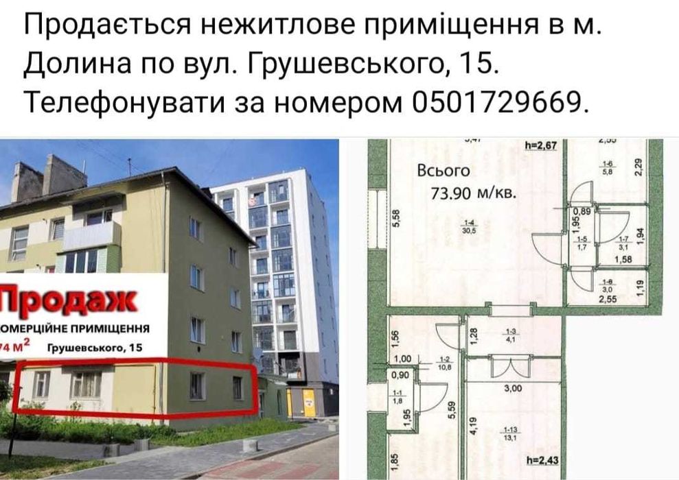 Продам комерційну нерухомість в м.Долина,