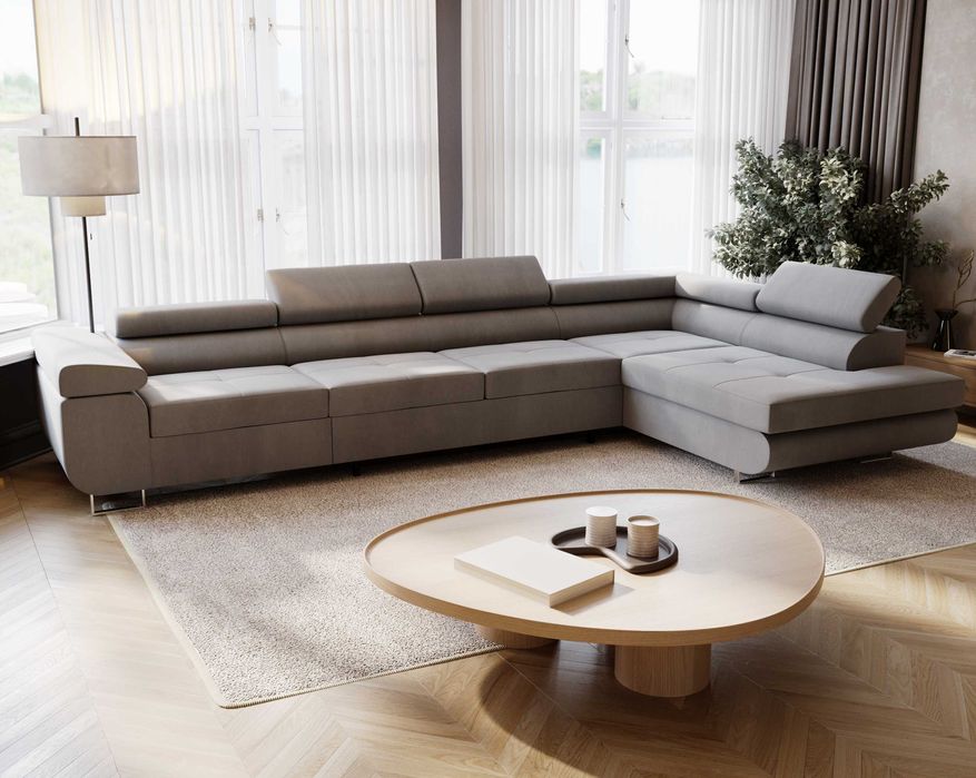 NAROŻNIK ROZKŁADANY LIVIO XL 347cm regulowane zagłówki funkcja spania