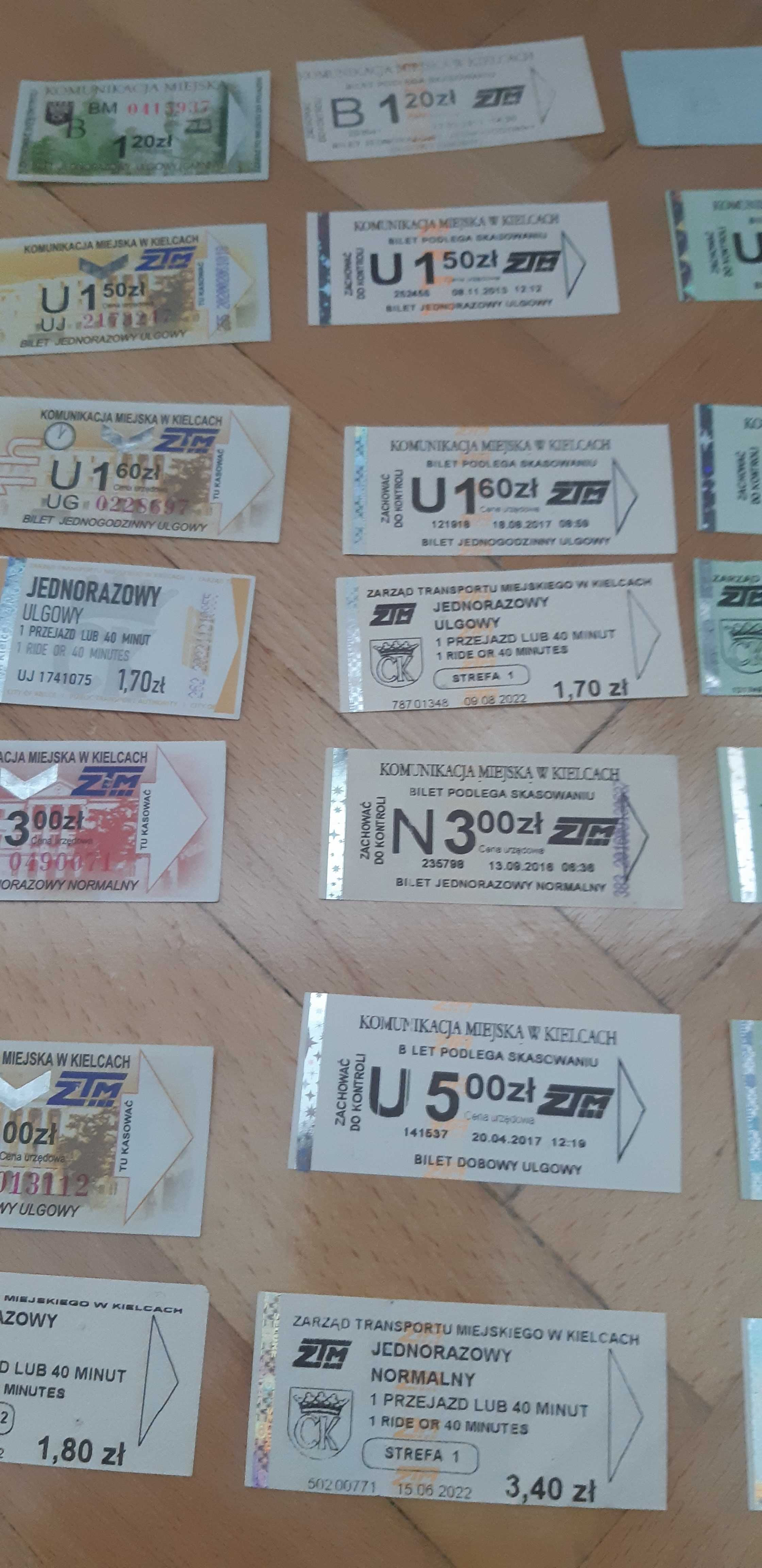 bilety z Kielc - 21 sztuk stare skasowane