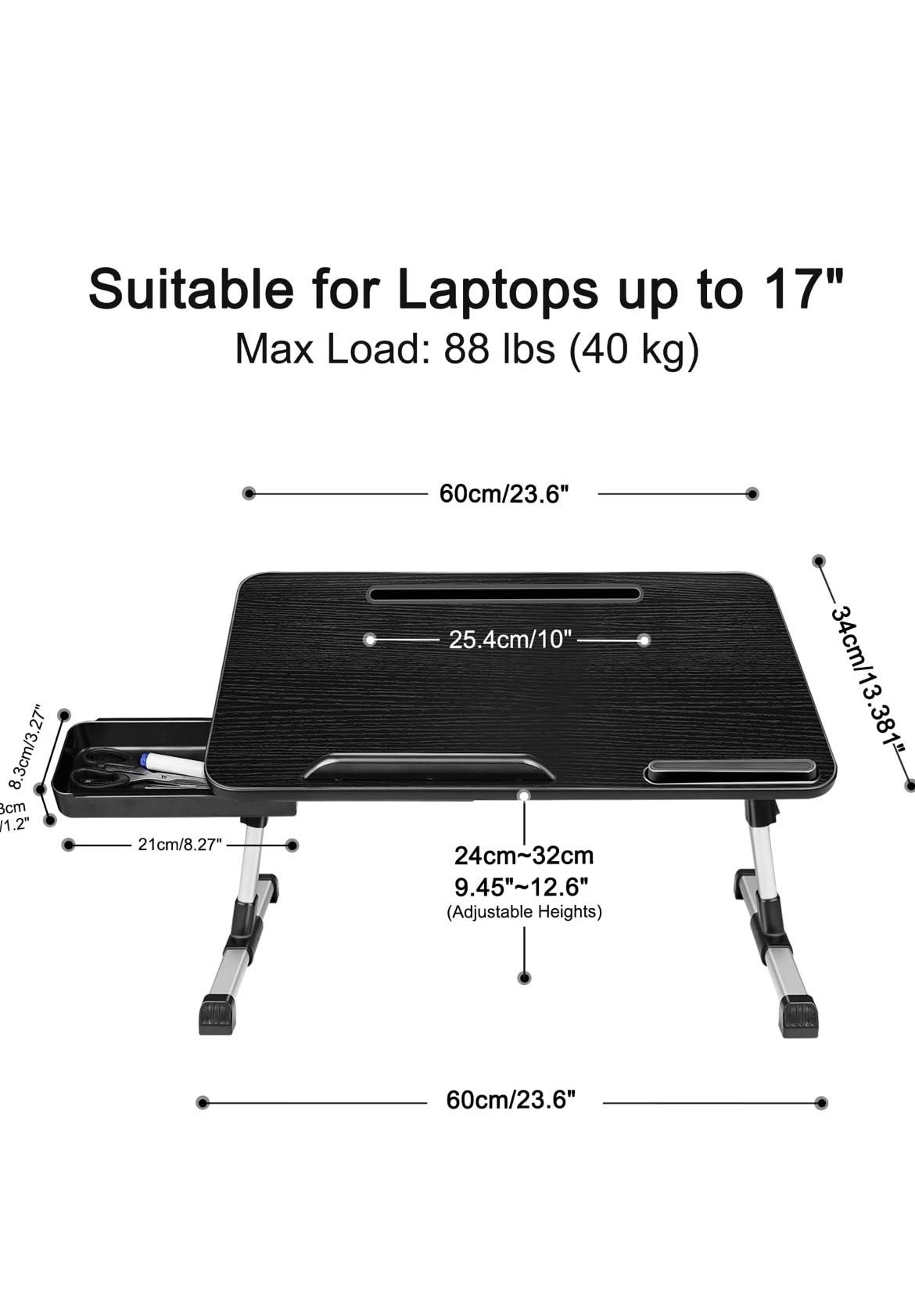 Stolik podkładka do Laptopa do łóżka, Regulowana Wysokość i Kąt