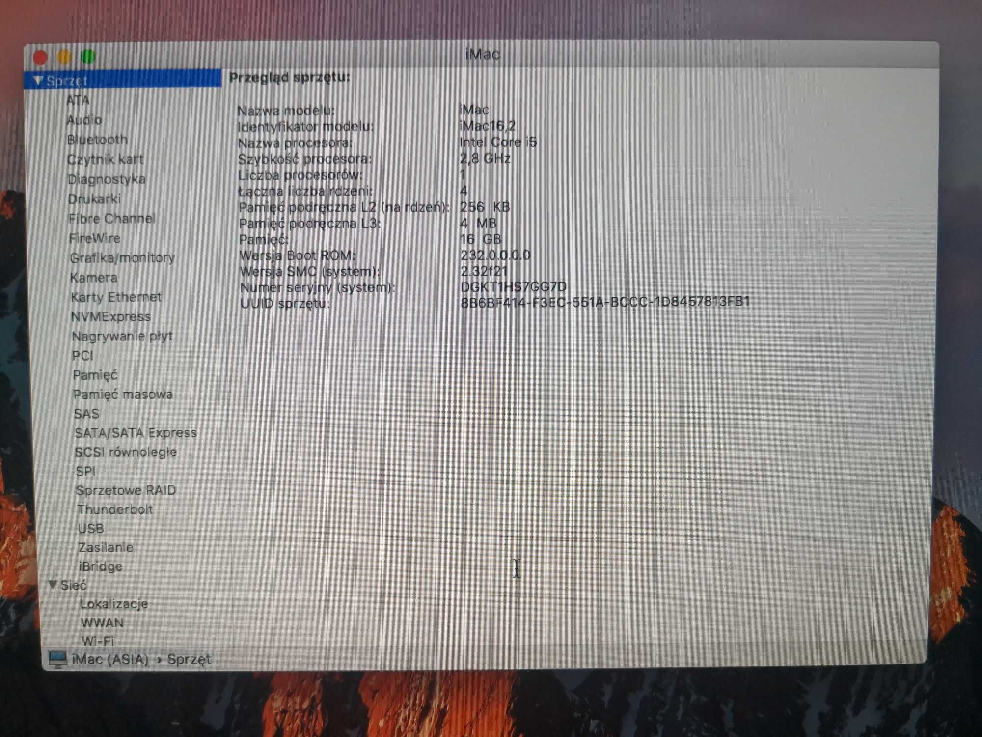 Apple iMAC 21.5 cala i5, 2.8 GHz, 16 GB, 1 TB