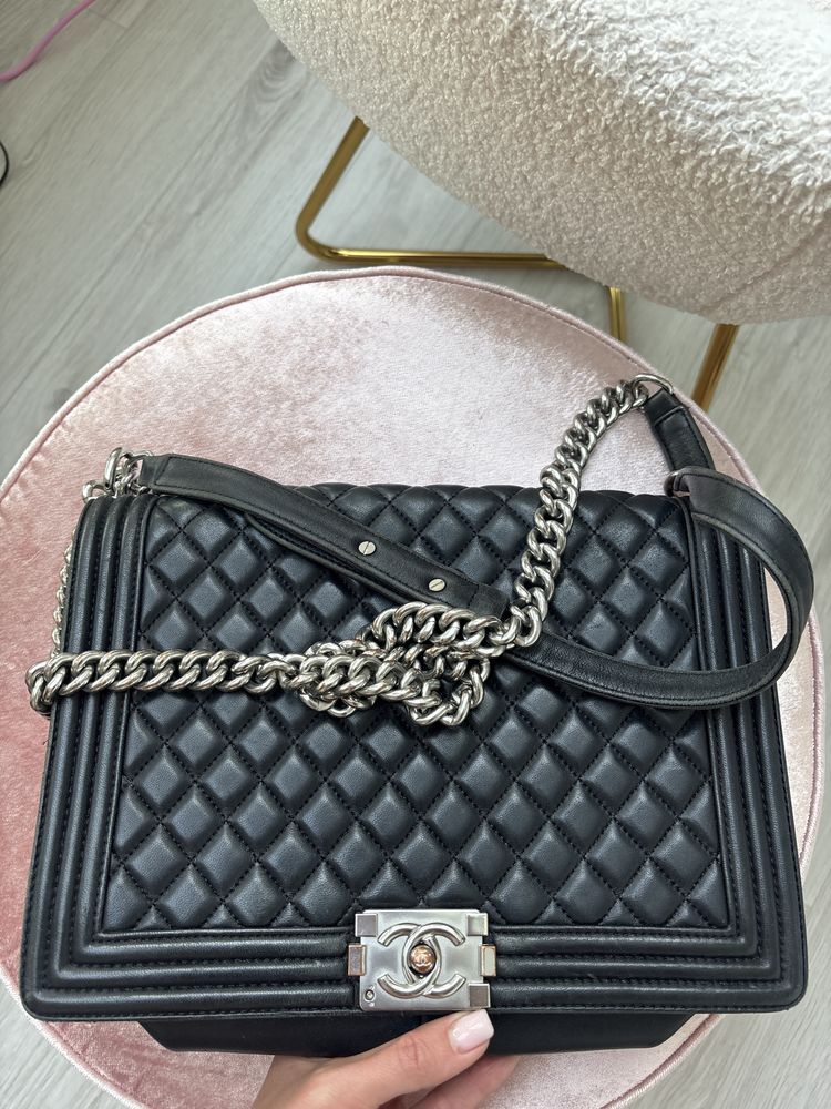 Chanel boy skora naturlna large