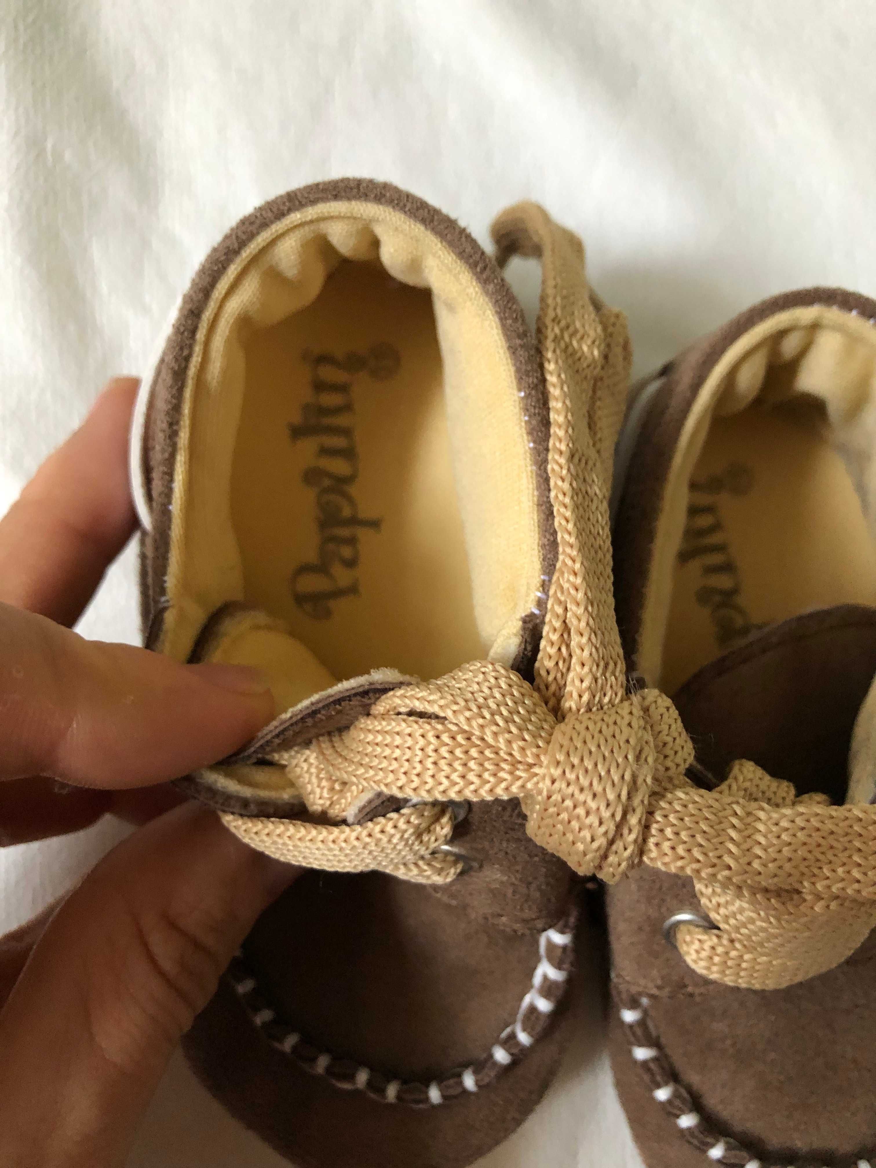 Новые коричневые ботиночки, пинетки Papulin 19 размер