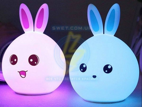 Автономный Сенсорный ночник(светильник) Зайчик / Котик 16 цветов, ДУ