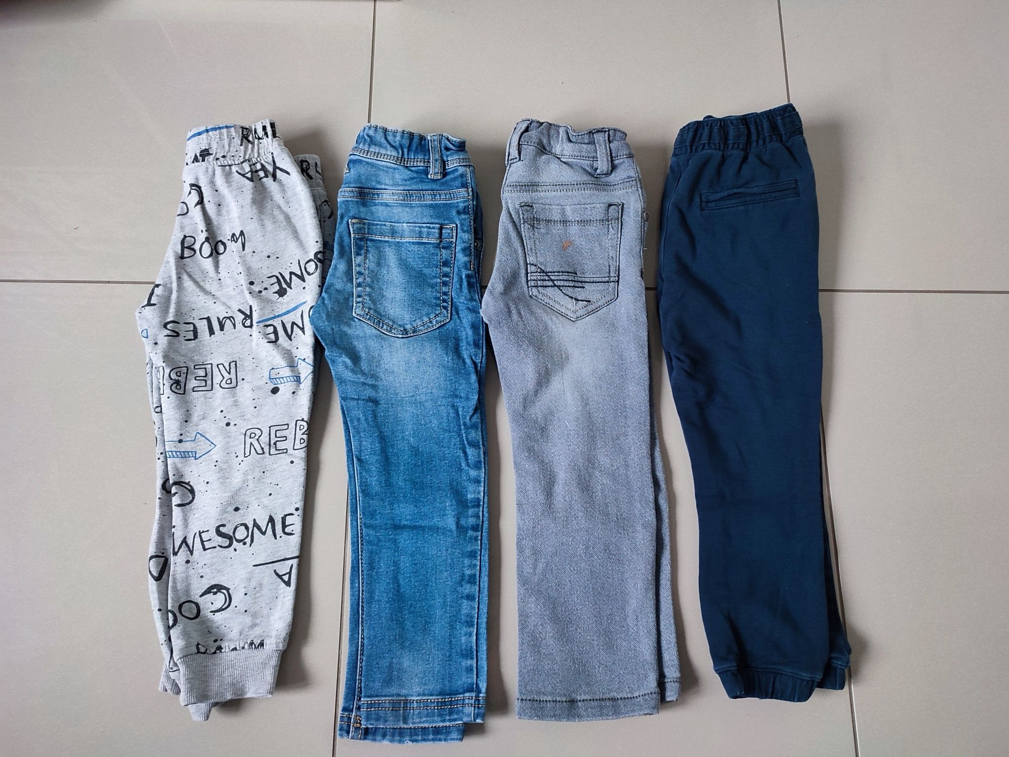 4 pary spodni w rozmiarze 98, spodenki, spodnie, dresy, dresowe, jeans