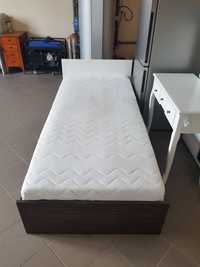 łóżko z materacem tapczan 90x200 biały połysk szafka nocna transport