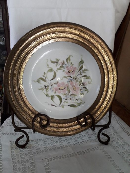 Prato porcelana, pintado á mão