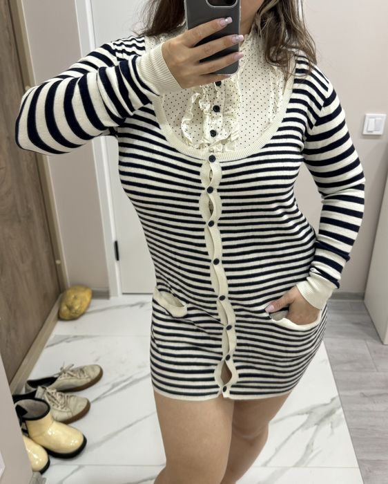 Вязаная накидка кардиган кофта теплая длинная свитер