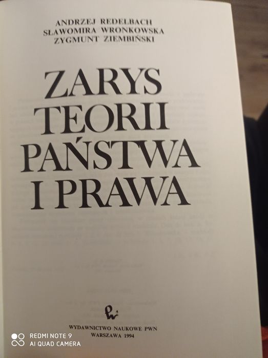 Zarys Teorii państwa i prawa. Andrzej Redel bach, Sławomir Wronkowski