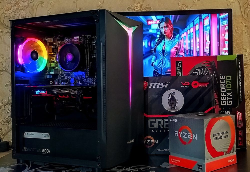 ПК MSI GTX1070+ Ryzen 5 2600+ 16Gb DDR4/SSD игровой компьютер