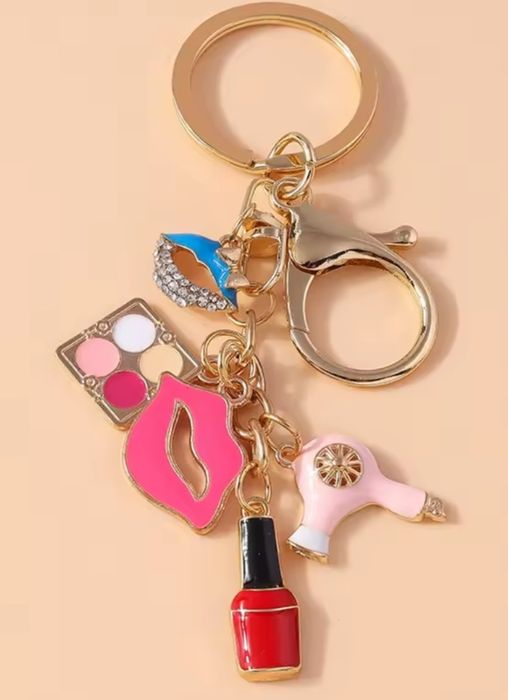 Luksusowy brelok ZŁOTY GLAMOUR do torebki kluczy emaliowane zawieszki