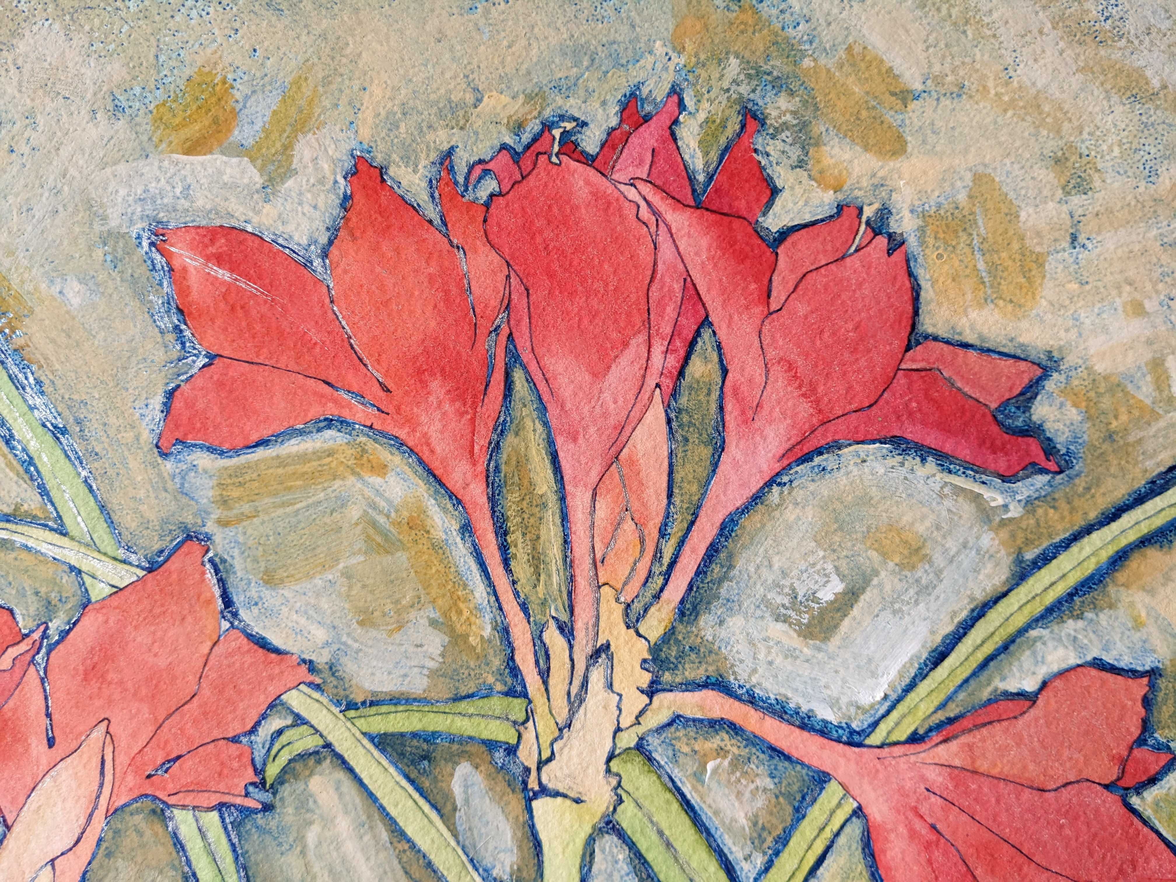 Ботанікал арт, Hippeastrum, 30*40 акварель, папір, картина