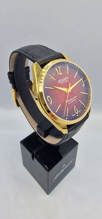 Atlantic Worldmaster Art Deco Automatic - szafir, skóra - Gold + Red